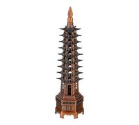 sourcing map Metal Chinese Pagoda Statue, 9 Levels 5.1" Miniature Tower Ornament 3D Feng Shui Sculpture Model for Home Office Desktop Ornaments Collectible Decoration Figurines, Red Bronze