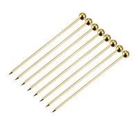 sourcing map Metal Cocktail Picks 8Pcs, Reusable Stainless Steel Cocktail Toothpick Ball Shape for Drinks, Appetizer, Fruits - Gold
