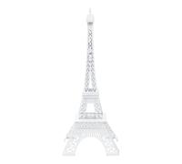 sourcing map Metal French Tower Statue, 10" Miniature Tower Ornament Metal Romantic French Architecture Decor 3D Sculpture Model for Home Desktop Ornaments Decoration Souvenir Gift, White
