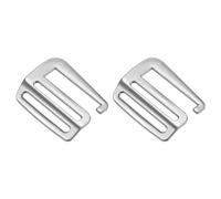 sourcing map Metal G Hooks Webbing Buckles, 2Pcs 1.5" 38mm G-Hook Wave Buckle Adjuster Slide Buckle for Backpack Strap Webbing, Silver Tone