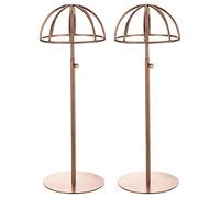 sourcing map Metal Hat Display Stand 2 Pack Adjustable Tabletop Hat and Wig Rack Holder for Baseball Cap, Fedora Hat, Cowboy Hat - Rose Gold