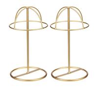 sourcing map Metal Hat Display Stand 2 Pack Tabletop Hat and Wig Rack Holder Freestanding for Baseball Cap, Fedora Hat, Cowboy Hat - Gold, 12 Inch