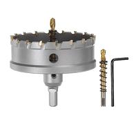 sourcing map Metal Hole Saw Carbide Cutter 95mm / 3.7" Dia for Stainless Steel, Metal, Aluminum Alloy, Copper, Brass, Plastic, with Extra Center Bit