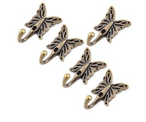 sourcing map Metal Home Butterfly Vintage Style Handbag Coat Hanger Hook 5 Pcs Bronze Tone