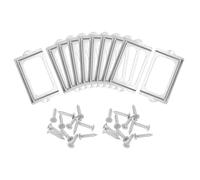 sourcing map Metal Label Holders, 124x70mm 10pcs File Name Card Tag Label Holder Frame for Office Library Drawer Cabinet Shelves, Silver Tone