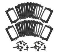 sourcing map Metal Label Holders, 124x70mm 20pcs File Name Card Tag Label Holder Frame for Office Library Drawer Cabinet Shelves, Black