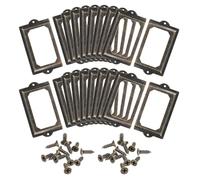 sourcing map Metal Label Holders, 124x70mm 20pcs File Name Card Tag Label Holder Frame for Office Library Drawer Cabinet Shelves, Bronze Tone