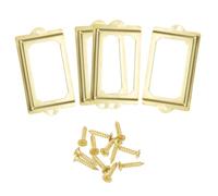 sourcing map Metal Label Holders, 124x70mm 4pcs File Name Card Tag Label Holder Frame for Office Library Drawer Cabinet Shelves, Gold Tone