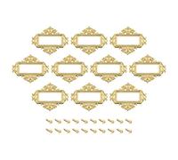 sourcing map Metal Label Holders, 55x43mm 24Pcs Vintage Lace-up Business Tag Label Frame Card Holder for Shelve File Office Library Drawer, Gold Tone
