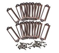 sourcing map Metal Label Holders, 60x17mm 20pcs File Name Card Tag Label Holder Frame for Office Library Drawer Cabinet Shelves, Copper Tone