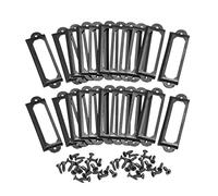 sourcing map Metal Label Holders, 60x17mm 40pcs File Name Card Tag Label Holder Frame for Office Library Drawer Cabinet Shelves, Black