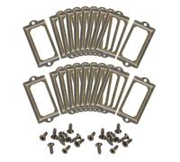 sourcing map Metal Label Holders, 70x33mm 40pcs File Name Card Tag Label Holder Frame for Office Library Drawer Cabinet Shelves, Bronze Tone