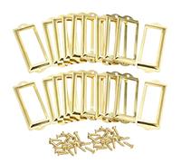 sourcing map Metal Label Holders, 82x30mm 50pcs File Name Card Tag Label Holder Frame for Office Library Drawer Cabinet Shelves, Gold Tone