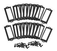 sourcing map Metal Label Holders, 82x30mm 50pcs File Name Card Tag Label Holder Frame for Office Library Drawer Cabinet Shelves, Black