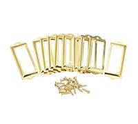 sourcing map Metal Label Holders, 83x30mm 10pcs File Name Card Tag Label Holder Frame for Office Library Drawer Cabinet Shelves, Gold Tone