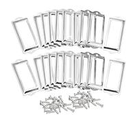 sourcing map Metal Label Holders, 83x30mm 20pcs File Name Card Tag Label Holder Frame for Office Library Drawer Cabinet Shelves, Silver Tone