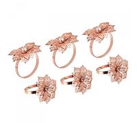 sourcing map Metal Napkin Rings, 6pcs Alloy Hollow Out Flower Napkin Ring Holder Buckle for Dining Table Decorations Wedding Birthday Holiday Party, Rose Gold