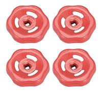 sourcing map Metal Outside Faucet Round Wheel Handle, Square Broach 6x6mm, Wheel OD 50mm Paint Iron Red 4Pcs