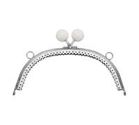 sourcing map Metal Purse Frame, 16.5cm/6.5" Beads Silver Kiss Lock Clasp Arch Embossing Bag Frames for Purse Making Clutch Bag Coin Purse, White