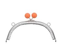 sourcing map Metal Purse Frame, 16.5cm/6.5" Beads Silver Kiss Lock Clasp Arch Embossing Bag Frames for Purse Making Clutch Bag Coin Purse, Orange