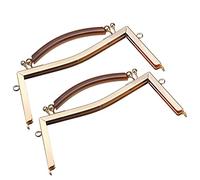 sourcing map Metal Purse Frames 2 Pcs Kiss Lock Clasp Frame Clutch Frame with Rubber Handle for Coin Purse Handbag Making DIY Craft, Gold