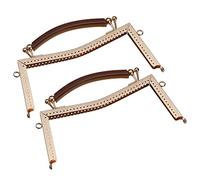 sourcing map Metal Purse Frames 2 Pcs Kiss Lock Clasp Frame Embossed Clutch Frame with Rubber Handle for Coin Purse Handbag Making DIY Craft, Gold