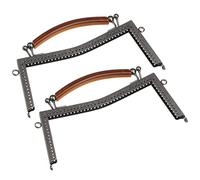 sourcing map Metal Purse Frames 2 Pcs Kiss Lock Clasp Frame Embossed Clutch Frame with Rubber Handle for Coin Purse Handbag Making DIY Craft, Black