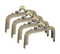 sourcing map Metal Purse Frames - 4.13" 4Pcs Kiss Lock Clasp Frame Rectangle Embossed Clutch Frame Handles for Coin Purse Sewing Bag Making DIY Craft, Bronze