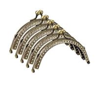 sourcing map Metal Purse Frames - 4.13" 5Pcs Kiss Lock Clasp Frame Arch Embossed Clutch Frame Handles for Coin Purse Sewing Bag Making DIY Craft, Bronze