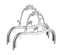 sourcing map Metal Purse Frames - 8.07" 2Pcs Kiss Lock Clasp Frame Embossed Clutch Frame with Handle for Coin Purse Sewing Bag Making DIY Craft, Silver Tone