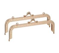 sourcing map Metal Purse Frames - 8.07" 2Pcs Kiss Lock Clasp Frame Rectangle Embossed Clutch Frame Handles for Coin Purse Sewing Bag Making DIY Craft, Gold Tone