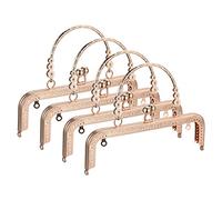 sourcing map Metal Purse Frames - 8.07" 4Pcs Kiss Lock Clasp Frame Embossed Clutch Frame with Handle for Coin Purse Sewing Bags Making DIY Craft, Gold Tone