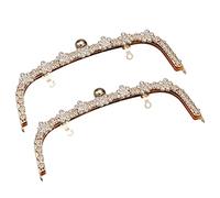 sourcing map Metal Purse Frames - 9" 2Pcs Kiss Lock Clasp Frame Arch Flower Embossed Clutch Frame for Coin Purse Bag Making DIY Craft, Gold