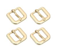 sourcing map Metal Roller Buckle, 4Pcs 0.75 Inch Single Prong Belt Buckle Square Replacement Bar Buckles for Leather Craft Accessories Belt, Light Gold