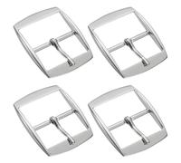sourcing map Metal Roller Buckle, 4Pcs 1.26 Inch Single Prong Belt Buckle Square Center Bar Buckles for Leather Craft Accessories Belt, Silver