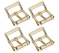 sourcing map Metal Roller Buckle, 4Pcs 1 Inch Single Prong Belt Buckle Square Center Bar Buckles for Leather Craft Accessories, Gold