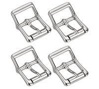 sourcing map Metal Roller Buckle, 4Pcs 7/8 Inch Single Prong Belt Buckle Square Center Bar Buckles for Leather Craft Accessories, Silver