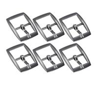 sourcing map Metal Roller Buckle, 6Pcs 0.63 Inch Single Prong Belt Buckle Rectangle Center Bar Buckles for Leather Craft Accessories Belt, Black