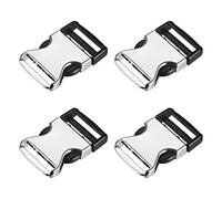 sourcing map Metal Side Release Buckles - 4Pcs 2.1" No Sewing Clips Snaps Buckle for Belt Clasp Luggage Strap Backpack Webbing, Silver Tone