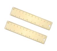 sourcing map Metal Straight Ruler 120mm Brass Straight Edge Rule Precision Double Scales Metric Measurement Tool Drawing Measuring Ruler Gold 2 Pcs
