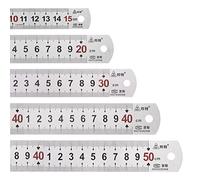 sourcing map Metal Straight Ruler Set 15cm 20cm 30cm 40cm 50cm Precision Stainless Steel Rulers Cm/Inch Rulers for Woodworking Class Office, (6+8+12+16+20Inch)