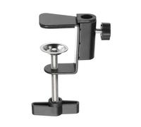 sourcing map Metal Table Clamp Mount 2" Hole Dia Desk Lamp Mount Stand Universal Cantilever Bracket C-Clamp with Adjustable Screw Plastic Handle for Microphone Arm Lamp Stand, Black