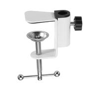sourcing map Metal Table Clamp Mount 2" Hole Dia Desk Lamp Mount Stand Universal Cantilever Bracket C-Clamp with Adjustable Screw Steel Ball Handle for Microphone Arm Lamp Stand, White