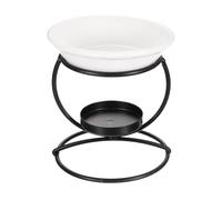 sourcing map Metal Tealight Candle Holder, Semicircle Ceramic Oil Burner Wax Warmer Aroma Diffuser Furnace Home Decoration, Black