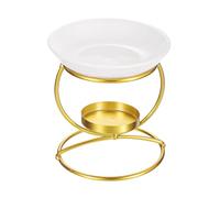 sourcing map Metal Tealight Candle Holder, Semicircle Ceramic Oil Burner Wax Warmer Aroma Diffuser Furnace Home Decoration, Gold