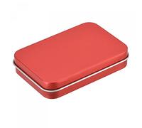 sourcing map Metal Tin Box, 3.43" x 2.36" x 0.71" Rectangular Empty Tinplate Storage Containers with Lids, Red