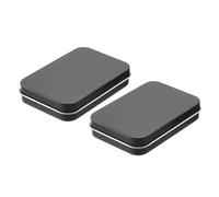 sourcing map Metal Tin Box Container, 2Pcs 3.4x2.4x0.7 Inch Black Rectangular Metal Hinged Tin Box Mini Portable Storage Container Kit with Lid for Home Storage