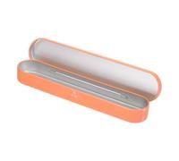 sourcing map Metal Tin Box Container, 7x1.5x0.8 Inch Rectangular Empty Hinged Lid Box Mini Portable Storage Containers for Drawing Pin Crafts, Pencil, Orange