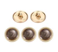 sourcing map Metal Vintage Gold Button 15mm Round Metal Sewing Button Alloy Shank Replacement for Women's Suit Woolen Coat Shirt Dress Sewing Brown Pack of 5