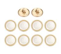 sourcing map Metal Vintage Gold Button 15mm Round Metal Sewing Button Alloy Shank Replacement for Women's Suit Woolen Coat Shirt Dress Sewing White Pack of 10